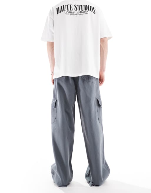 ASOS DESIGN super baggy pull on cargos in grey