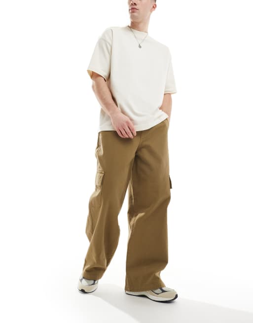 ASOS DESIGN super baggy pull on cargo pants in tan