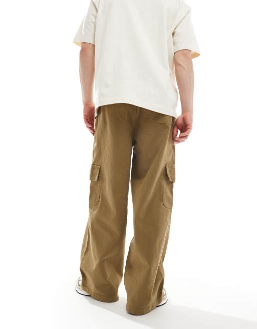 ASOS DESIGN super baggy pull on cargo pants in tan