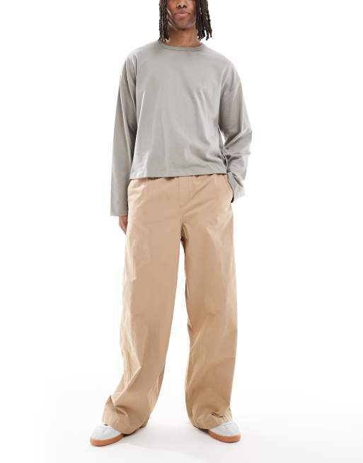 ASOS DESIGN super baggy pull on pants in beige poplin, 2 of 5