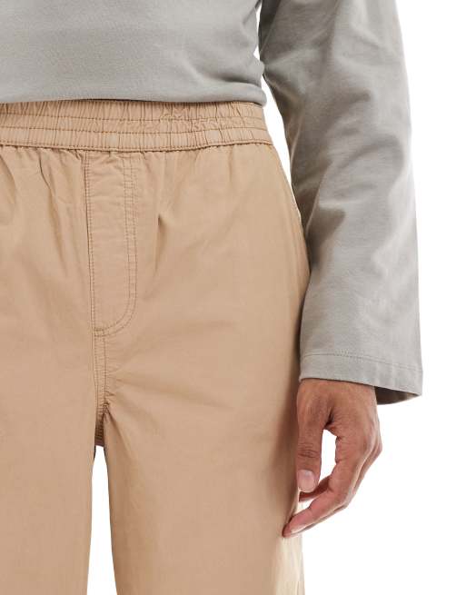 ASOS DESIGN super baggy pull on pants in beige poplin, 3 of 5