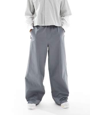 ASOS DESIGN super baggy pull on pants in gray nylon