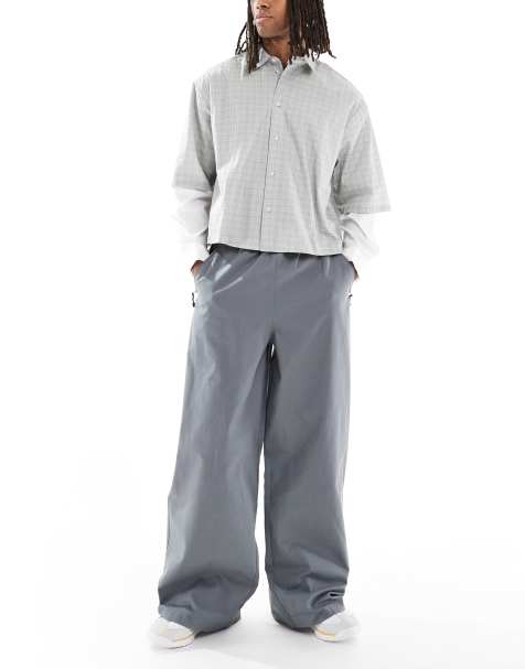 ASOS DESIGN super baggy pull on pants in grey nylon - view 1