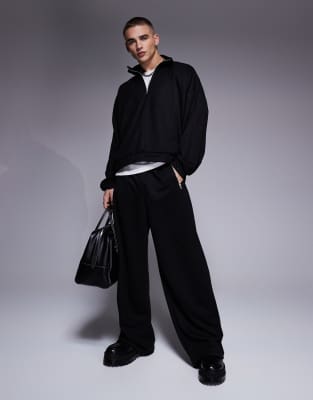 Asos Design Super Baggy Scuba Sweatpants In Black - Part Of A Set