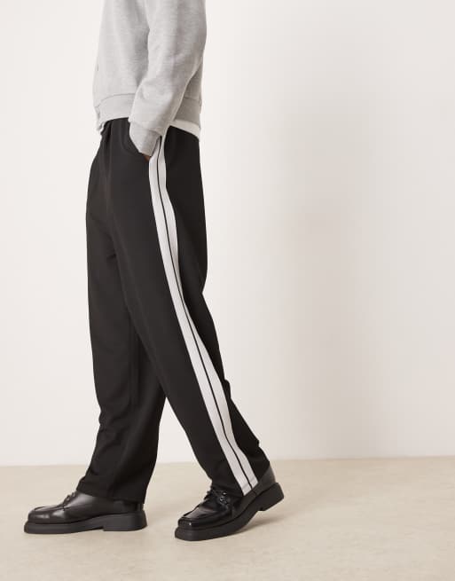 ASOS DESIGN super baggy smart sweatpants with taping in black ASOS