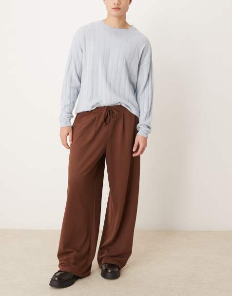 ASOS DESIGN super baggy soft tailored pants with pleat front in brown - view 1