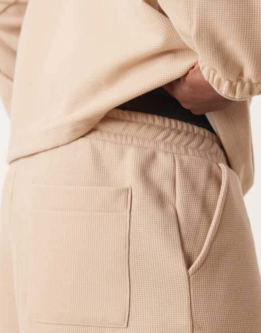 ASOS DESIGN super baggy sweatpants in waffle in beige - part of a set, 3 of 5