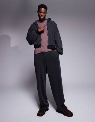 Asos Design Super Baggy Sweatpants With Cuffed Hems In Washed Black
