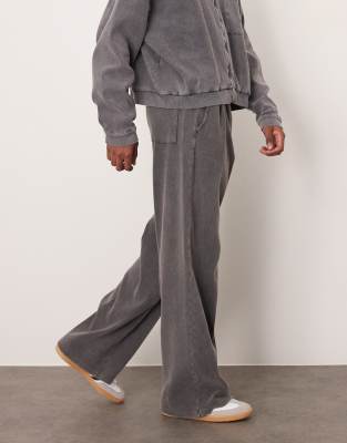 Asos Design Super Baggy Sweatpants With Ribbed Texture In Gray