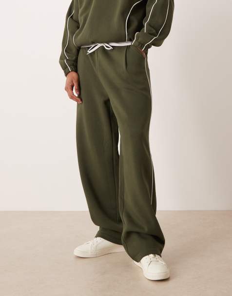 ASOS DESIGN super baggy sweatpants with side piping in green - part of a set - view 1