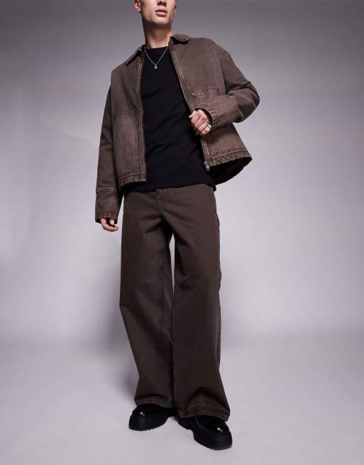 ASOS DESIGN super baggy trouser in brown twill