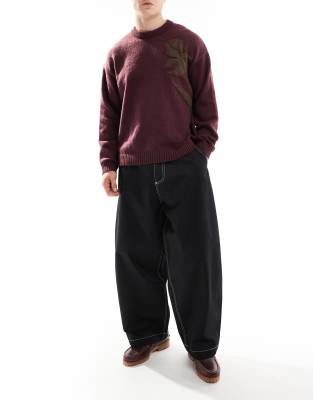 ASOS DESIGN ASOS DESIGN super baggy trousers in black with contrast stitch detailing