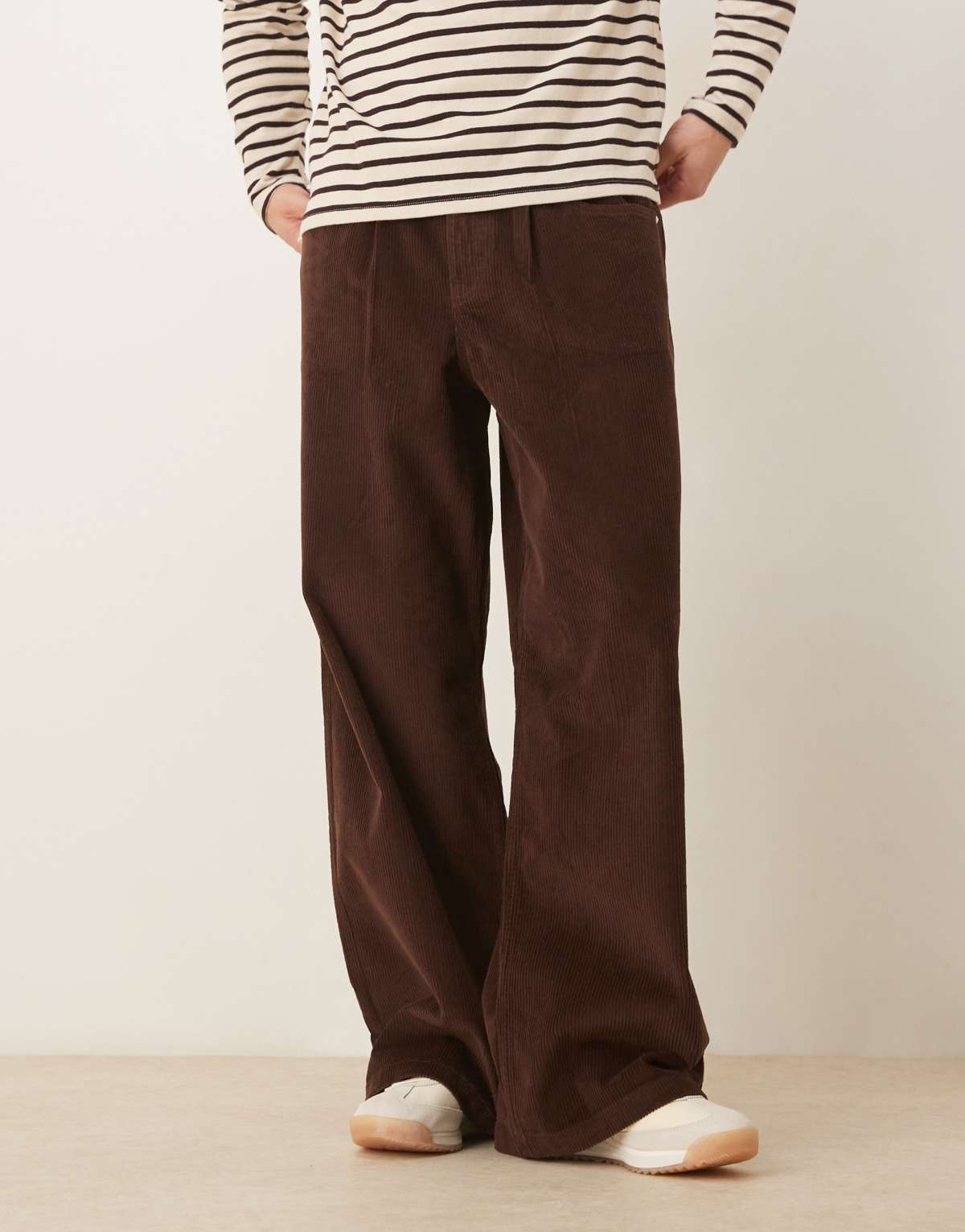 ASOS DESIGN super baggy trousers in brown corduroy