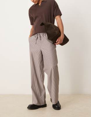 ASOS DESIGN super baggy trousers in burgundy stripe co ord - view 1