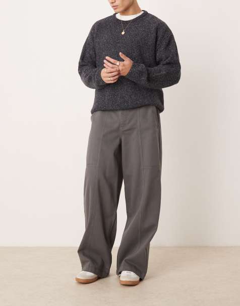 ASOS DESIGN super baggy trousers with panelling in charcoal - view 1