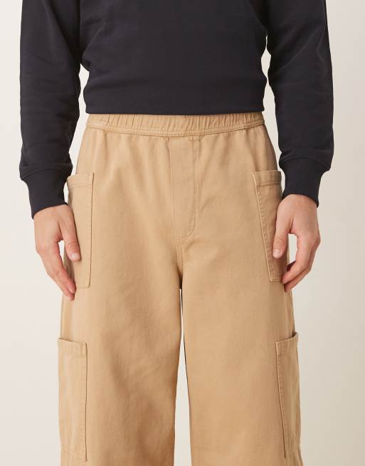 ASOS DESIGN super baggy twill cargo pants in brown , 4 of 5
