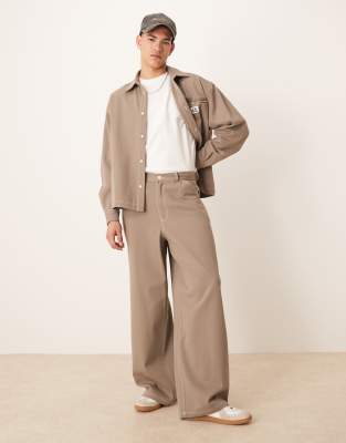 Asos Design Super Baggy Twill Pants In Green