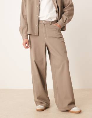 Asos Design Super Baggy Twill Pants In Green