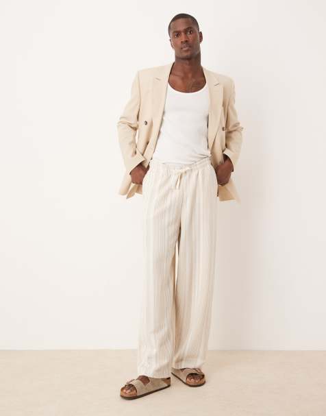 ASOS DESIGN super baggy with stripes in beige - view 1