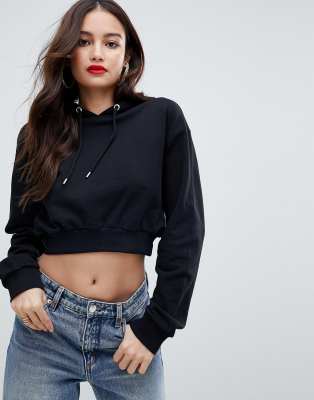 black super cropped hoodie