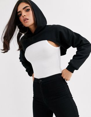 ASOS DESIGN - Super crop hoodie-Zwart