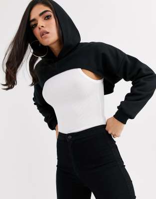 black super cropped hoodie