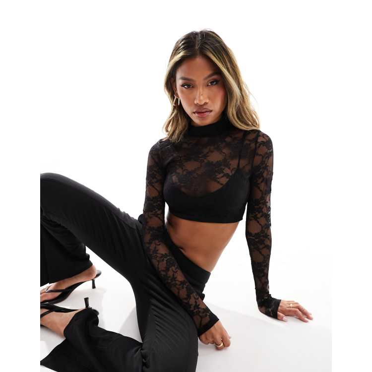 トップス theredthread S framed lace tops black THEREDTHREAD / ザレッドスレッド】S framed lace tops