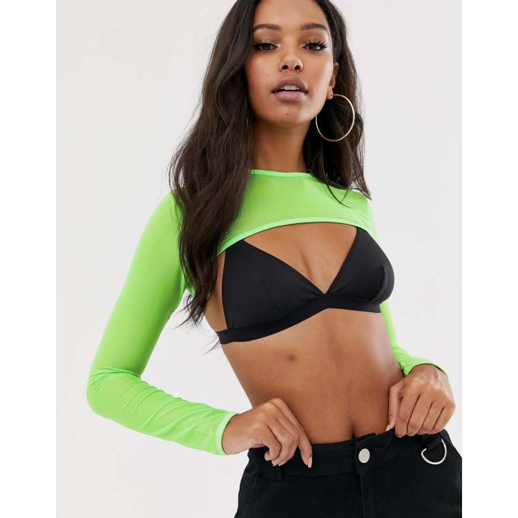 ASOS DESIGN extreme cutaway bodysuit in neon green