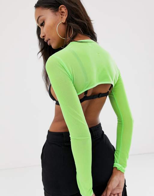 ASOS DESIGN extreme cutaway bodysuit in neon green