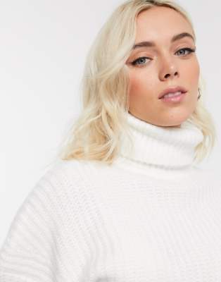 oversized white roll neck jumper