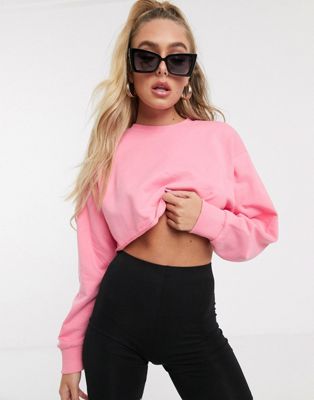 ASOS DESIGN - Super crop sweater in roze