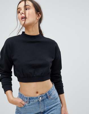 ASOS DESIGN super crop sweatshirt in black | ASOS