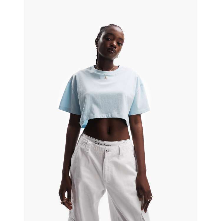 ASOS DESIGN super crop t-shirt in baby blue