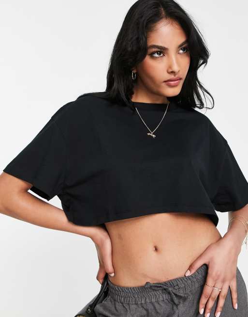 ASOS DESIGN super crop t-shirt with raw edge in white