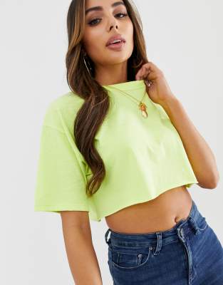 neon t shirt crop top