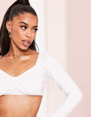 long sleeve ruched crop top