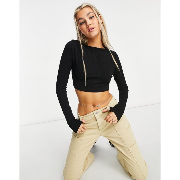 Black Rib Super Crop Top