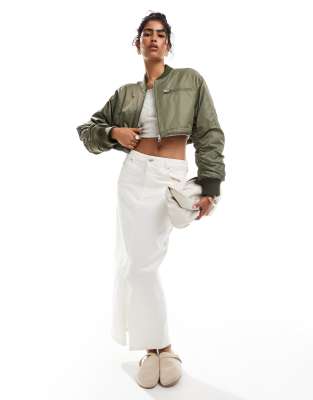 super cropped bomber jacket in olive-Green