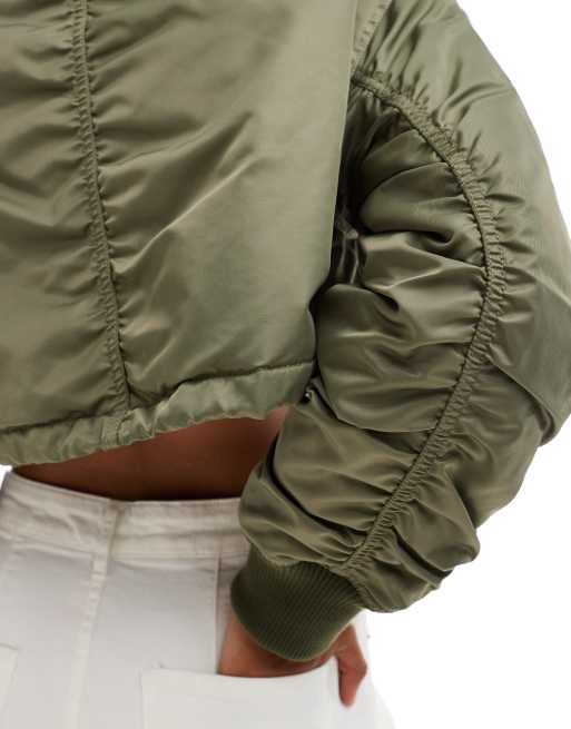 ASOS DESIGN super cropped bomber jacket in olive