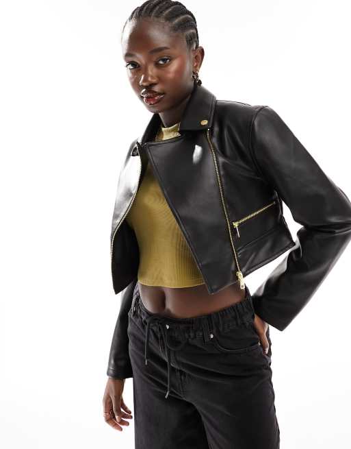 Black and hotsell gold biker jacket