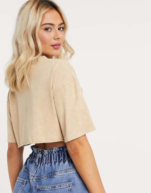 ASOS DESIGN - Super cropped T-shirt in roestbruin met wassing, 2 van 4