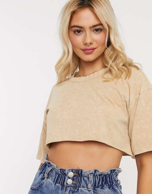 ASOS DESIGN - Super cropped T-shirt in roestbruin met wassing, 4 van 4
