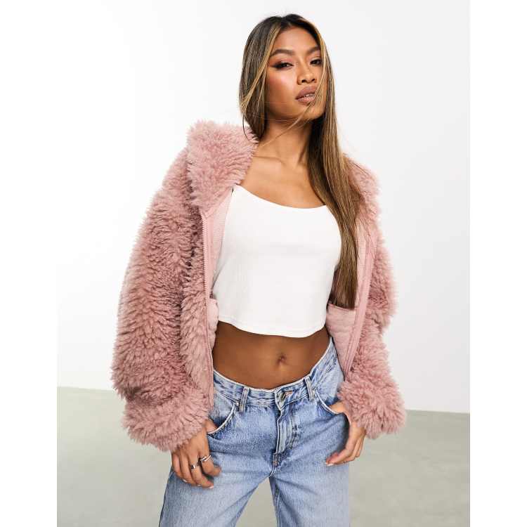 Cropped outlet fuzzy hoodie