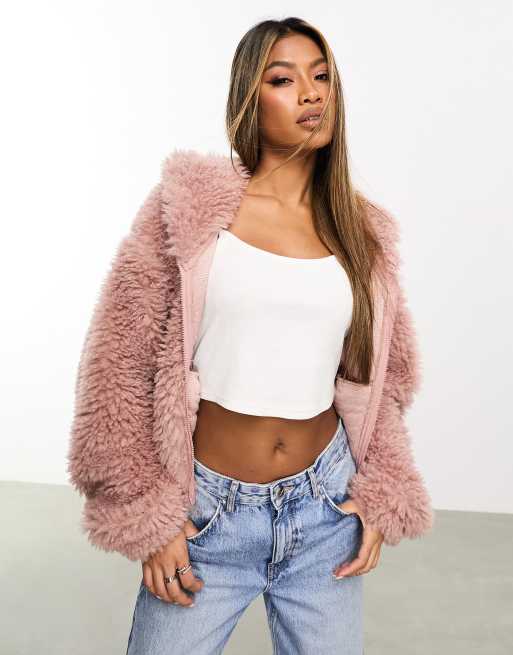 Cropped hoodie dusty pink hotsell