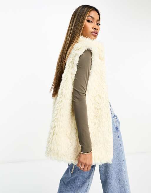 ASOS DESIGN super fluffy gilet in cream ASOS