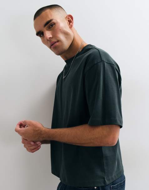 ASOS DESIGN super heavyweight boxy oversized t-shirt in dark green - view 1
