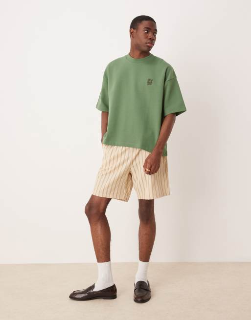 ASOS DESIGN super heavyweight boxy oversized t-shirt in green with drinks graphic 