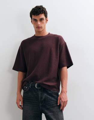 ASOS DESIGN super heavyweight boxy oversized t-shirt in purple waffle ...