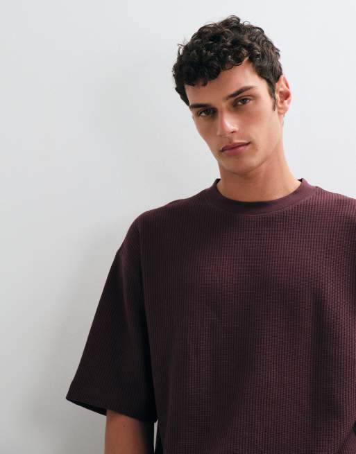 ASOS DESIGN super heavyweight boxy oversized t-shirt in purple waffle, 4 of 5