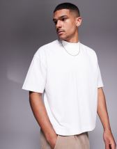 ASOS DESIGN heavyweight oversized boxy long sleeve t-shirt in beige 